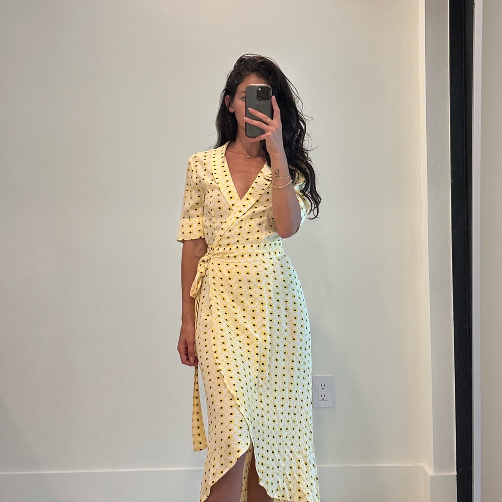 Yellow wrap dress